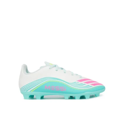 Chlapčenské futbalové kopačky outdoorové ADIDAS F50 Messi Club Jr FG MG cloud white lucid pink flash aqua