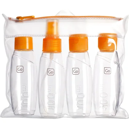 DESIGN GO Súprava 4 fľaštičiek s objemom 100 ml do príručnej batožiny ......