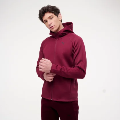 PUMA Pánska mikina s kapucňou a zipsom Puma Active – bordová S