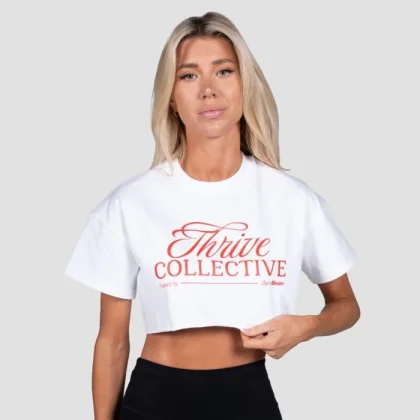 GymBeam Dámske cropped tričko Thrive White L