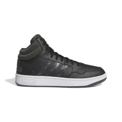 Pánske členkové zimné topánky ADIDAS Hoops 3.0 Mid WTR core black grey six cloud white