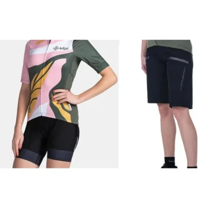 KILPI RITAEL-W Tmavě zelený cyklistický dres + Kilpi TRACKEE-W černé cyklistické kraťasy