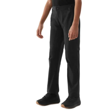 Dievčenské turistické nohavice 4F JUNIOR TROUSERS FNK-JWSS24TFTRF494-21S-BLACK
