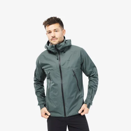 QUECHUA Pánska nepremokavá turistická bunda MH500 zelená XL