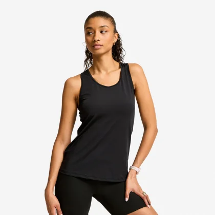 DECATHLON Dámske tielko Basic 100 čierne 2XL