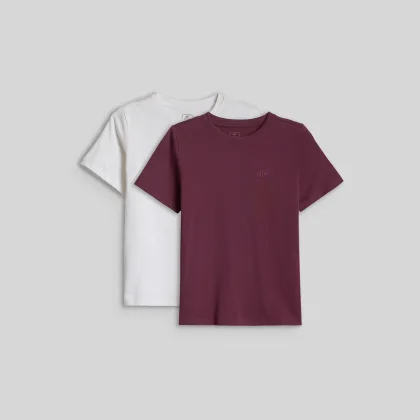 T-shirt regular hladký dievčenský (2-pack) - multicolor