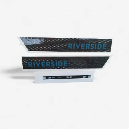RIVERSIDE Nálepka na batériu bicykla Riverside 540E sivo-zeleno-tmavomodrá bez