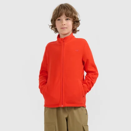 Chlapčenský fleece slim s golierom - červený