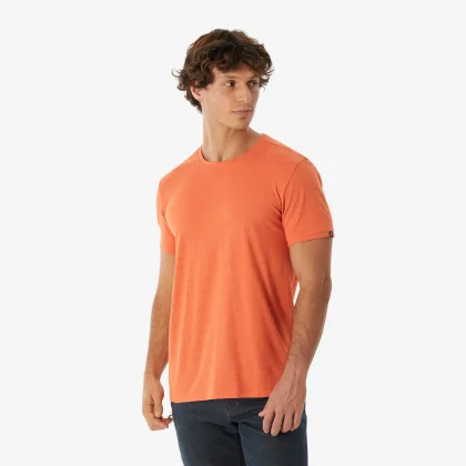 QUECHUA Pánske turistické tričko NH500 Fresh oranžové L