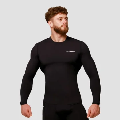 GymBeam Kompresné tričko s dlhým rukávom Mid Black S