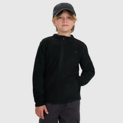 Chlapčenský fleece slim s golierom - čierny