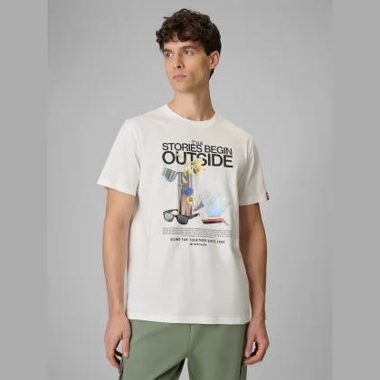 T-shirt regular s potlačou pánsky - biely