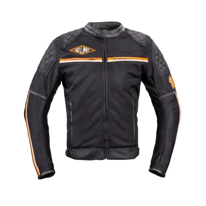 Letná moto bunda W-TEC 2Stripe Farba čierno-béžovo-oranžová II,