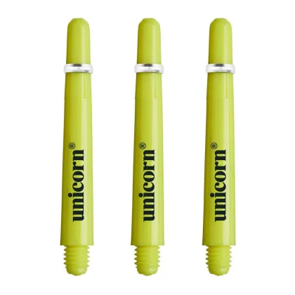 Násadky na šípky Unicorn Gripper4, 29 mm, extra krátke, neon žlté