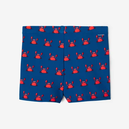 DECATHLON Detské boxerkové plavky so vzorom kraba modré 24 m (82-88 cm)