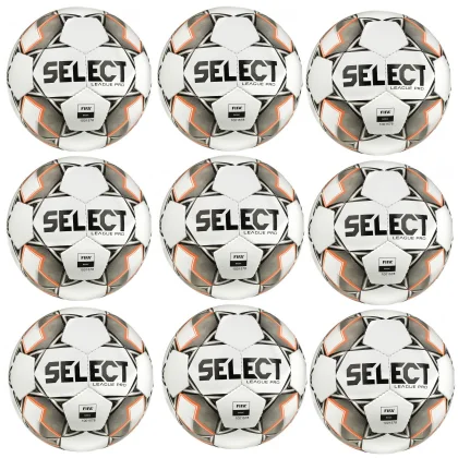 Výhodný akčný set - 9x Futbalová lopta SELECT FB League Pro 5 - bielo-sivý