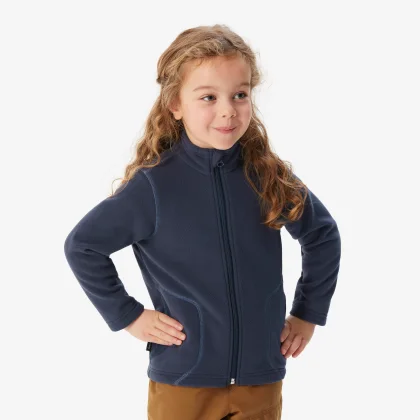 QUECHUA Detská turistická mikina MH100 fleecová 2 – 6 rokov modrá 4-5 r (103-112 cm)