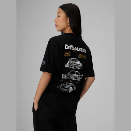 T-shirt loose s potlačou unisex 4F | Drift Masters - čierny