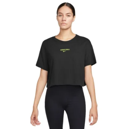 Dámské tréninkové tričko s krátkým rukávem NIKE PRO W NK DF SS CRP TEE-010 BLACK