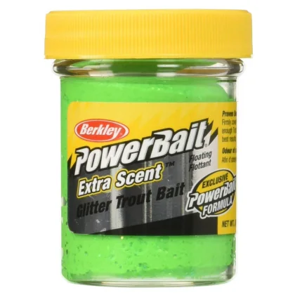 BERKLEY PowerBait Natural Glitter Trout Bait Chartreuse Glitter, Cheese