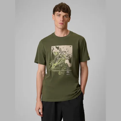 Regular tričko s potlačou pánske - khaki