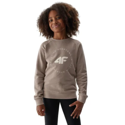 Dievčenská mikina 4F JUNIOR SWEATSHIRT-JAW23TSWSF637-83S-BEIGE
