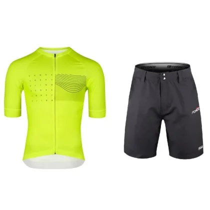 Force SWAY fluo cyklodres - kr. rukáv + Force BLADE MTB černé cyklokraťasy