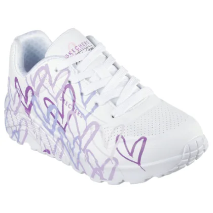 Dievčenská rekreačná obuv SKECHERS Uno Lite Spread The Love K white light purple