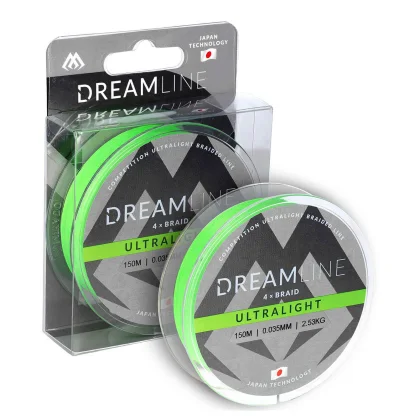 Pletená šnúra MIKADO Dreamline Ultralight, 150 m, fluo zelená priemer 0,035 mm, nosnosť 2,53 kg