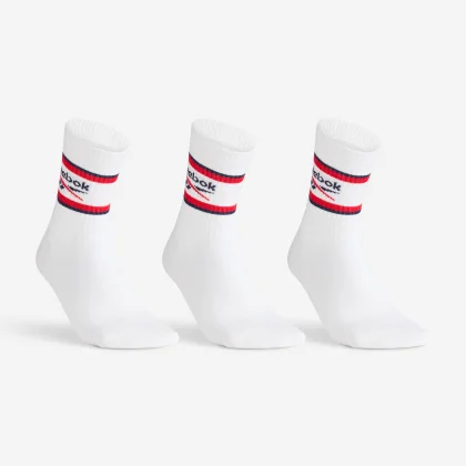 REEBOK REEBOK vysoké tenisové ponožky 3 páry biele s potlačou 39-42