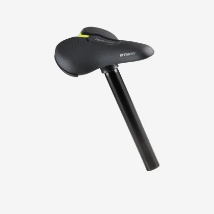 BTWIN Sedlo na 16-palcový bicykel hnedé + hliníková sedlovka 26 mm čierna bez