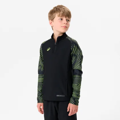 KIPSTA Detská mikina Viralto CLUB Wavy s 1/2 zipsom čierno-žltá 10-11 r (141-150 cm)