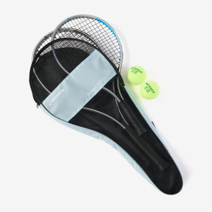 DECATHLON Súprava 2 tenisových rakiet pre dospelého a dieťa Family Essential modrá bez