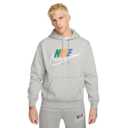 Pánska mikina s kapucňou NIKE M NK CLUB BB HDY FUTURA BLOCK-063 DK GREY HEATHER SMOKE GRY