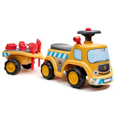 Falk Traktor Baby JCB s volantem, klaksonem a přívěsem
