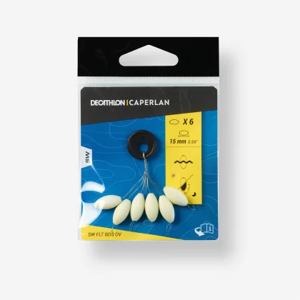 CAPERLAN Plávajúci oválny korálik na lov technikou surfcasting 15 mm fosforeskujúci bez