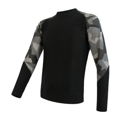 Sensor Merino Impress Pánské Triko Dl.rukáv Černá/camo