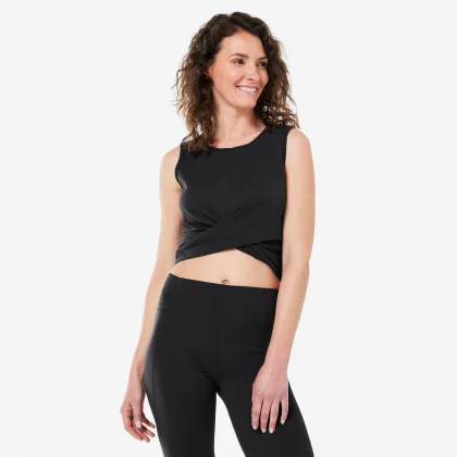 KIMJALY Dámsky crop top na jogu Premium čierny XL