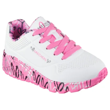 Dievčenská rekreačná obuv SKECHERS Uno Lite Lovely Luv white hot pink