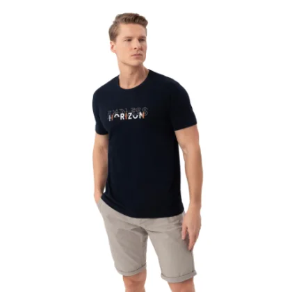 Férfi rövid ujjú póló VOLCANO T-RIZ-NAVY