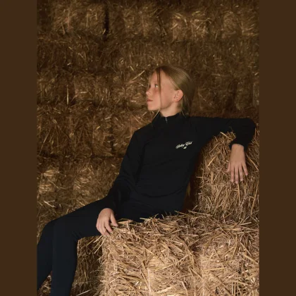 Longsleeve slim s potlačou dievčenský - čierny