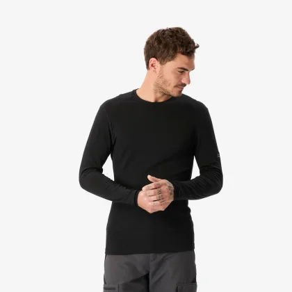 SIMOND Pánske tričko 100 % merino dlhý rukáv čierne S