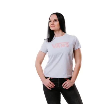 Dámské tričko s krátkým rukávem VANS WM DROP V SS CREW-B WHITE HEATHER