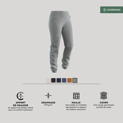 DOMYOS Dámske nohavice 500 Slim na cvičenie sivé 2XL (W38 L29)