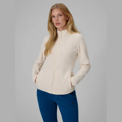 Slim fleece so stojačikom dámsky - krémový