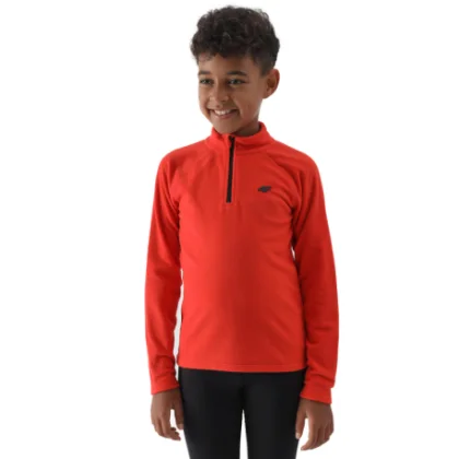 Chlapecká lyžařská fleecová mikina 4F JUNIOR FLEECE UNDERWEAR-JWAW24UFLEM050-62S-RED