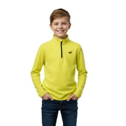 Chlapčenská zateplená lyžiarska mikina s 1 2 zipsom 4F JUNIOR BRUSHED UNDERWEAR U106-4FJWAW25UBRUU106-71S-YELLOW