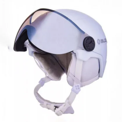 Női síbukós sisak pajzzsal BLIZZARD (II. Quality) W2W Double Visor ski helmet, white matt, smoke lens, mirror