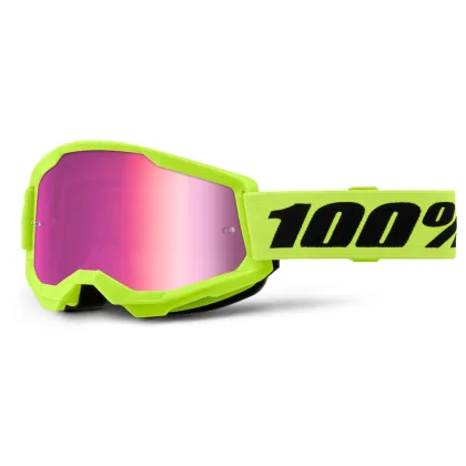 100% Strata 2 Junior Mirror Neon Yellow, ružové plexi