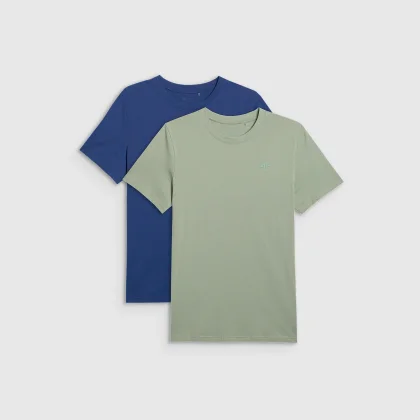 Pánske regular tričko bez potlače (2-pack) - námornícka modrá+khaki